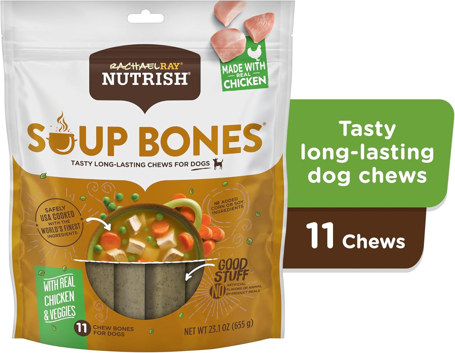 Rachael Ray  Soup Bones with Real Chicken & Veggies, 11 Dog Chews