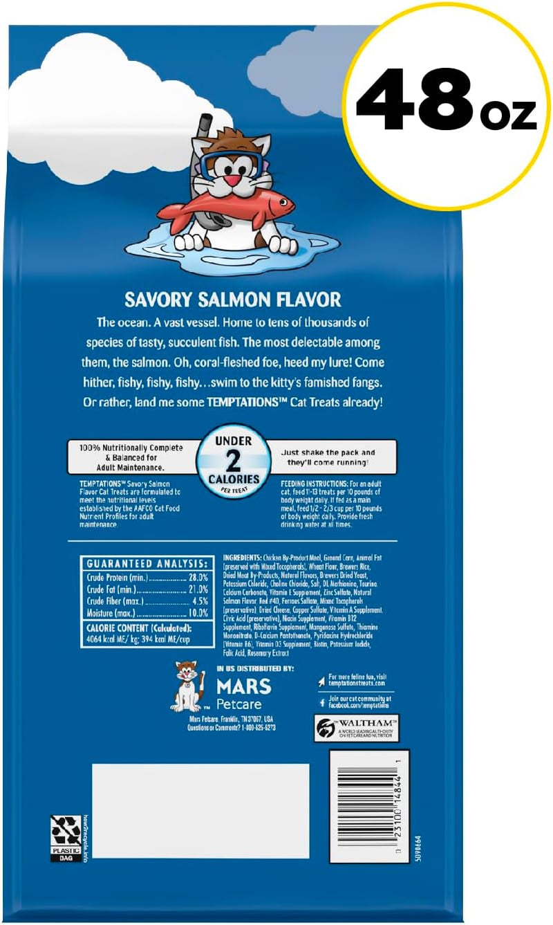 Classic Crunchy and Soft Cat Treats, Savory Salmon Flavor, 48 Oz. Bag