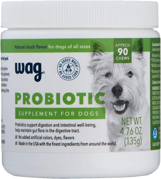 Amazon Brand -  Probiotic Supplement Daily Chews for Dogs, Supports Digestion and Gut Health, Natural Duck Flavor, 90 Count