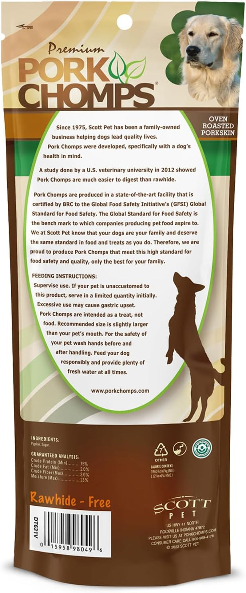 Roasted Pressed Pork Skin Dog Chew, 7-Inch Bone, 1 Count