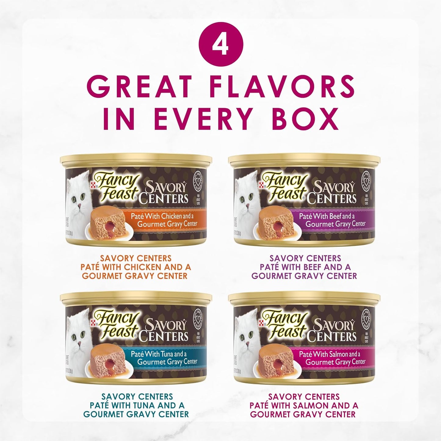 Purina  Pate Wet Cat Food Variety Pack, Savory Centers Pate with a Gravy Center - (2 Packs of 12) 3 Oz. Pull-Top Cans