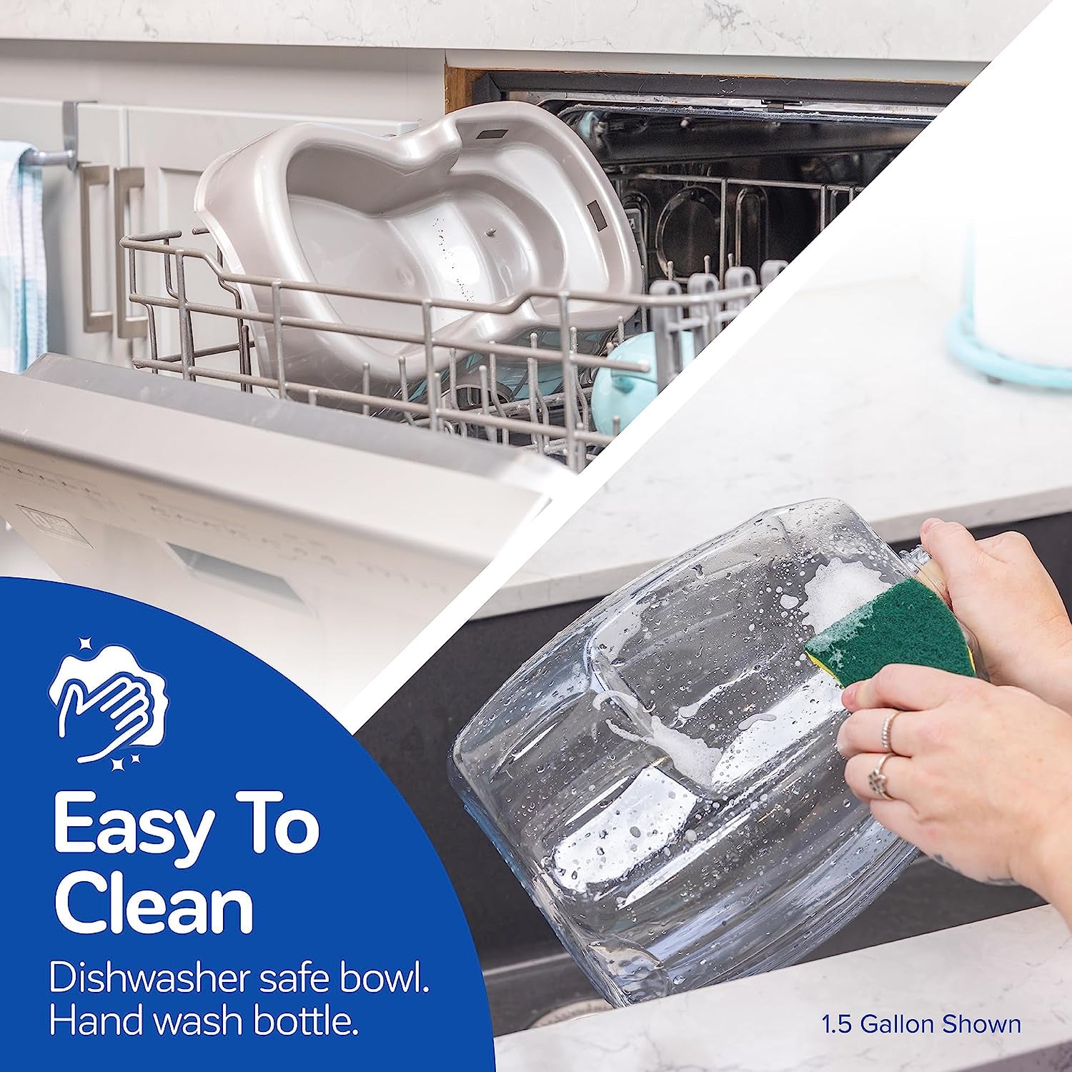 Pet Cafe Cat and Dog Water Dispenser - Water Bowl for Cats and Dogs, USA Made, 3 GAL, Pearl Tan