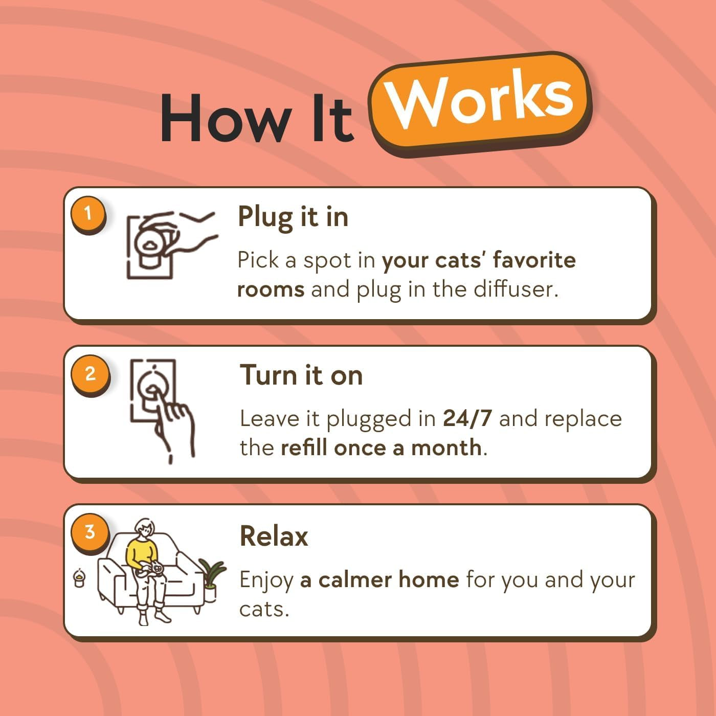 - Cat Calming Diffuser Pheromone Kit - Multi Cat Anxiety Relief Stress Reduction Plugin 700 Sq Ft Coverage Vet Recommended.