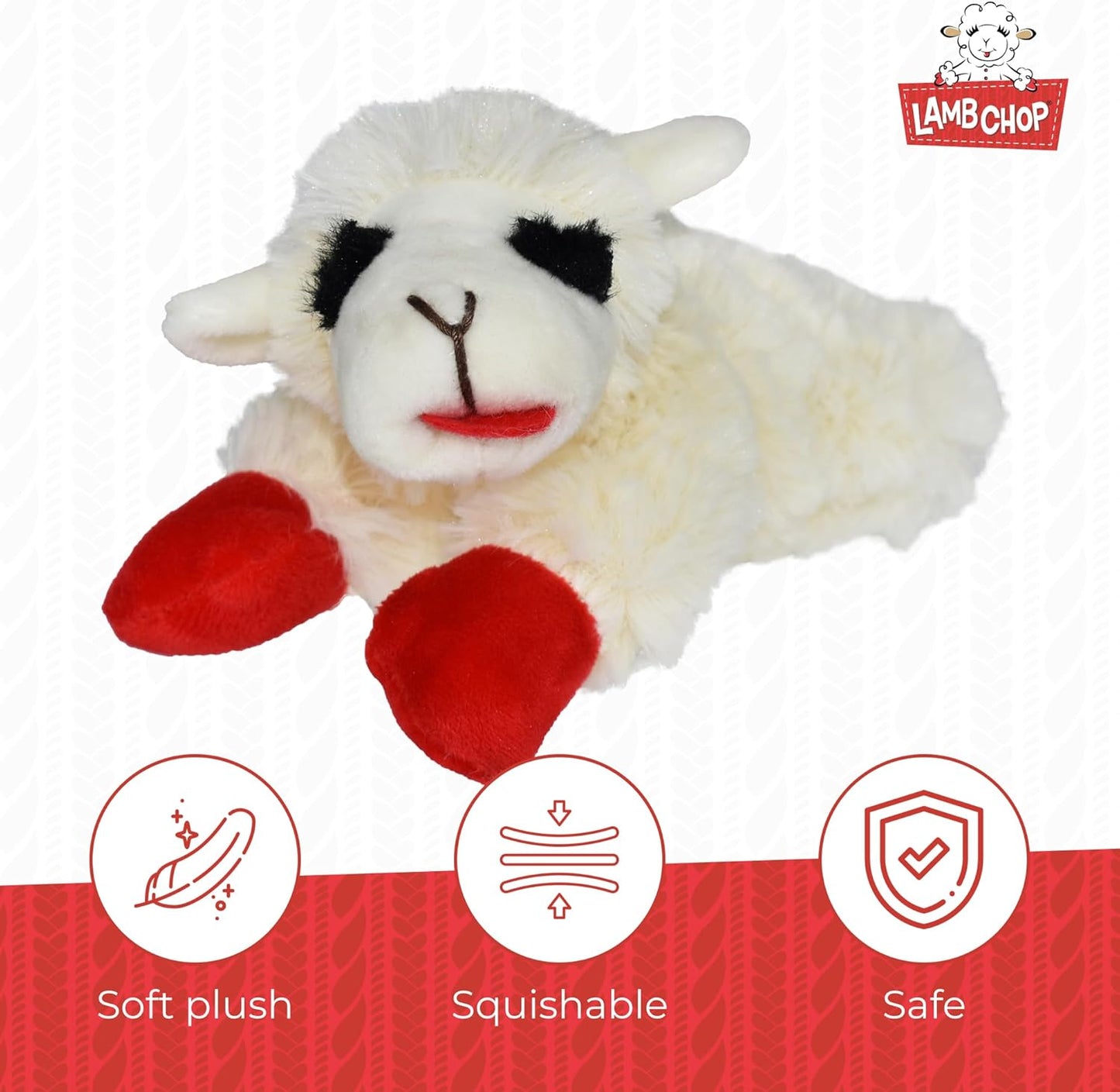 Lamb Chop Dog Plush Toy - Squeaky Toy for All Dogs - Extra Soft Plush - Stuffed Animal Dog Toy for Cuddling & Playing - Cute Pet Toy (6", Cream)