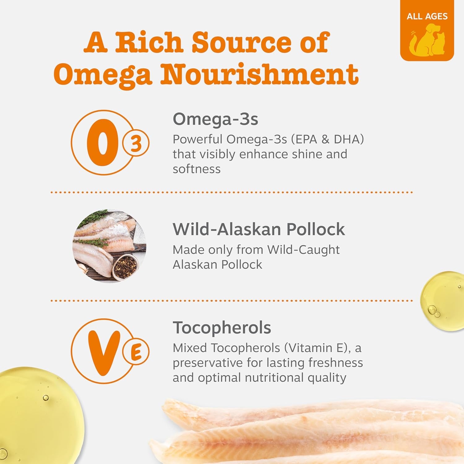 Wild Alaskan Fish Oil for Dogs & Cats - Pollock & Salmon Oil Blend - Omega 3 Fatty Acids EPA & DHA for Pets - for Sensitive Skin + Coat Health - Immune System Support - 32 Fl Oz