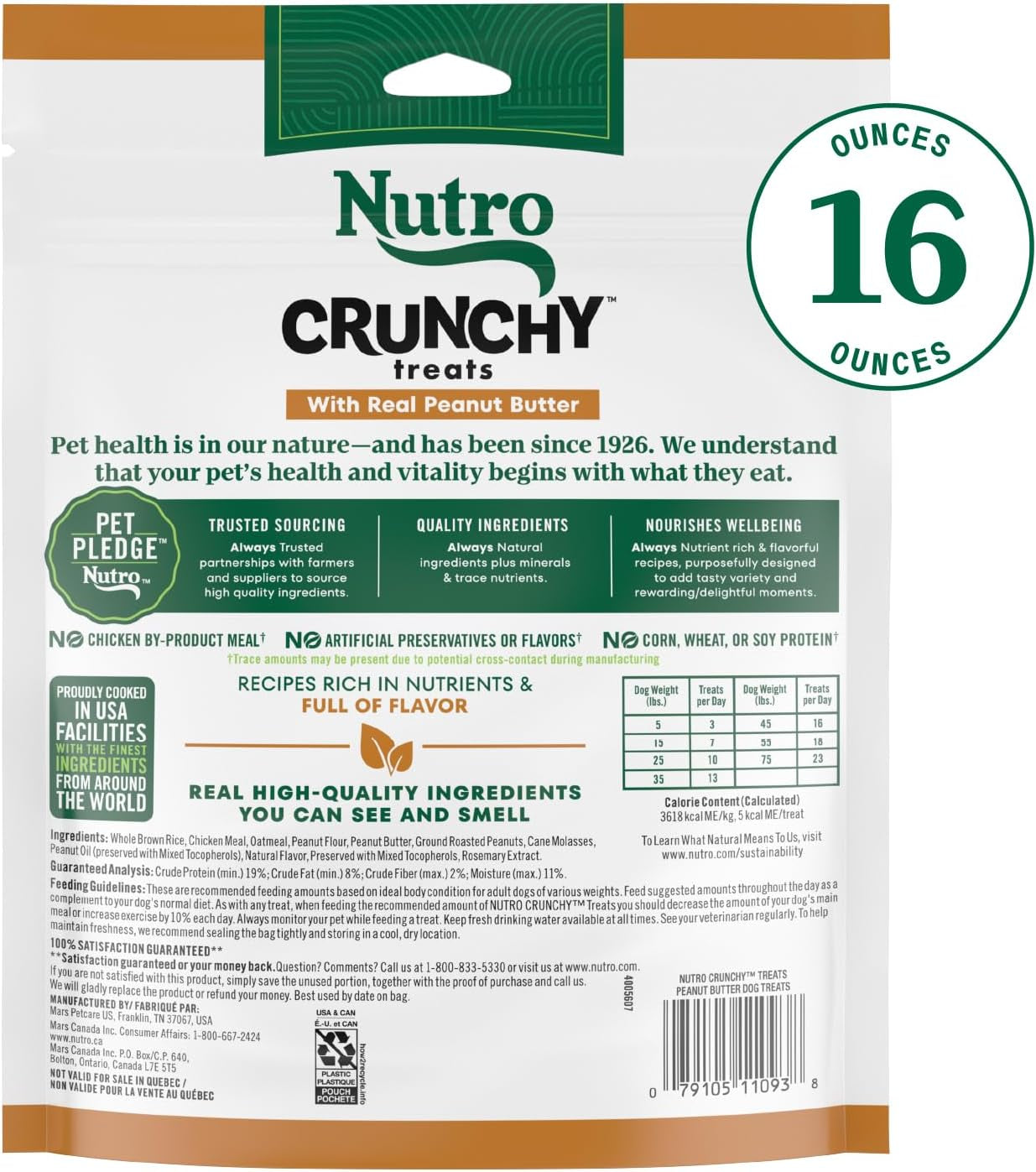 Crunchy Dog Treats with Real Peanut Butter, 16 Oz. Bag