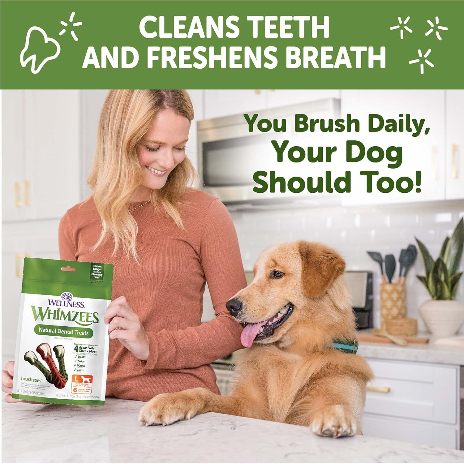 Wellness  Value Box Dog Dental Treats, Natural Chews, Large Size, (24 Count)