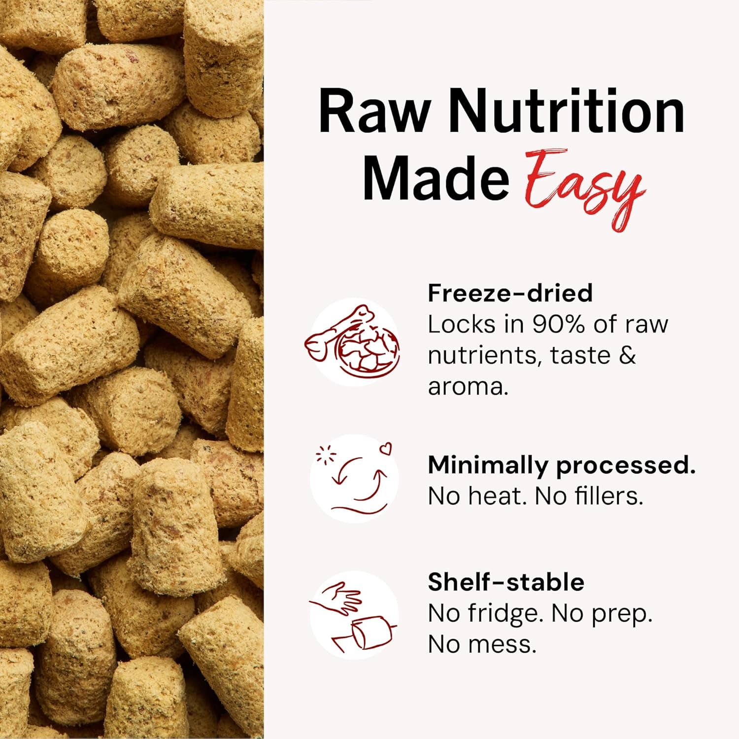 Freeze-Dried Raw Beef Meal Mixers- Dog Food Topper and Mixer - Made with 95% Grass-Fed Beef, Organs & Bone - Perfect for Picky Eaters - Grain-Free - 35 Oz
