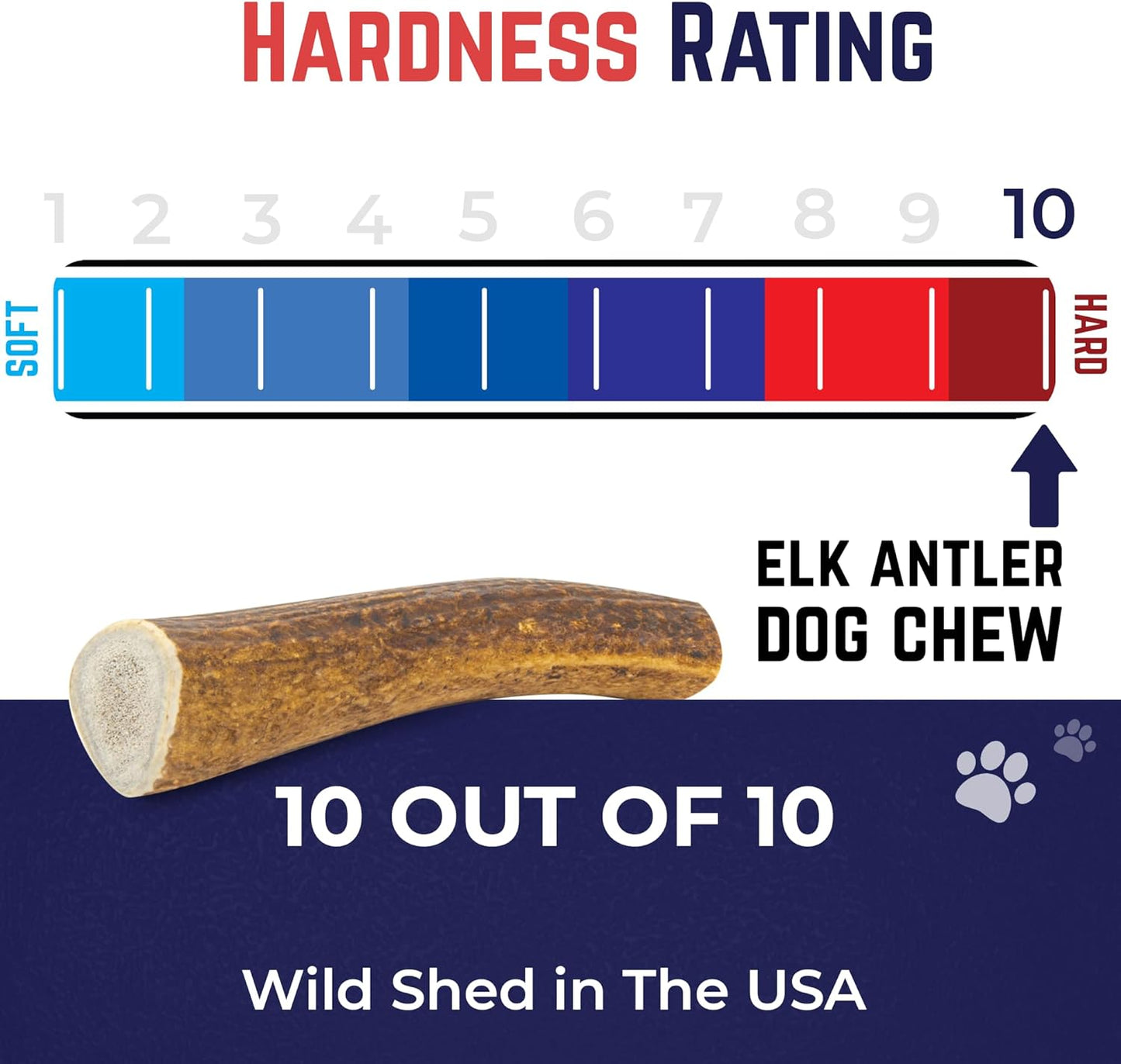 . Elk Antlers for Dogs, Medium 5"+, 1 Pack, Grade a Long Lasting Chew for Aggressive Chewers, Premium USA Naturally Shed Antler – Healthy, No Odor, Durable Dog Chew