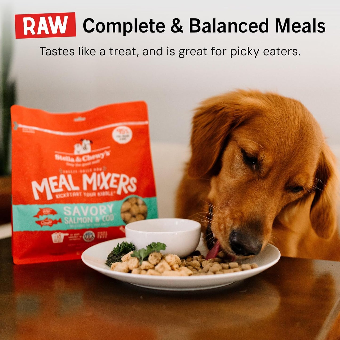 Freeze-Dried Raw Salmon & Cod Meal Mixers- Dog Food Topper and Mixer - Made with 95% Wild-Caught Salmon & Cod, Organs & Bone - Perfect for Picky Eaters - Grain-Free - 18 Oz
