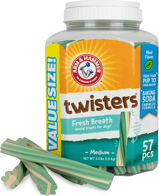 for Pets Smoothies Dental Treats for Dogs with Baking Soda and Calcium, Treat Chews Help Fight Bad Breath, Plaque & Tartar without Brushing, Mint, 57 Pcs (Packaging May Vary)