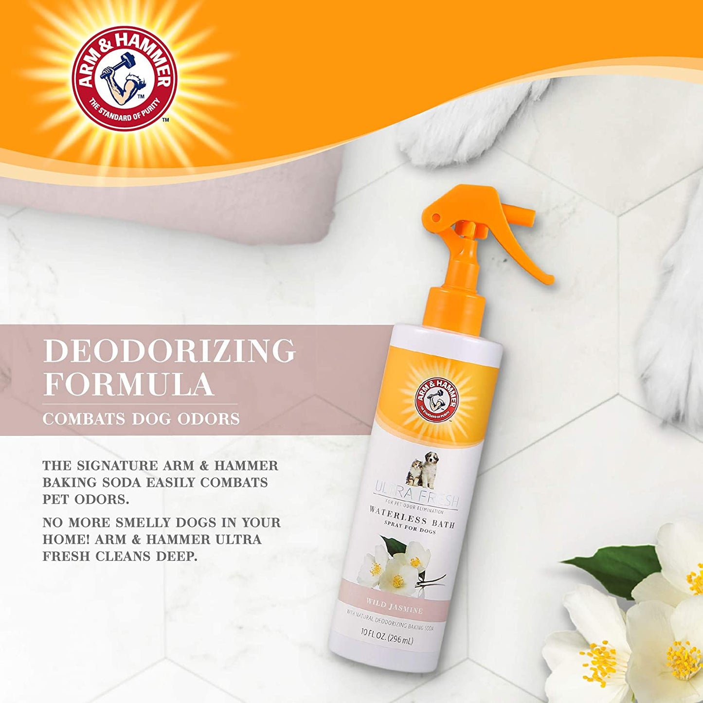 for Pets Ultra Fresh Waterless Bath Spray in White Jasmine Scent | Dry Dog Shampoo, Deodorizer