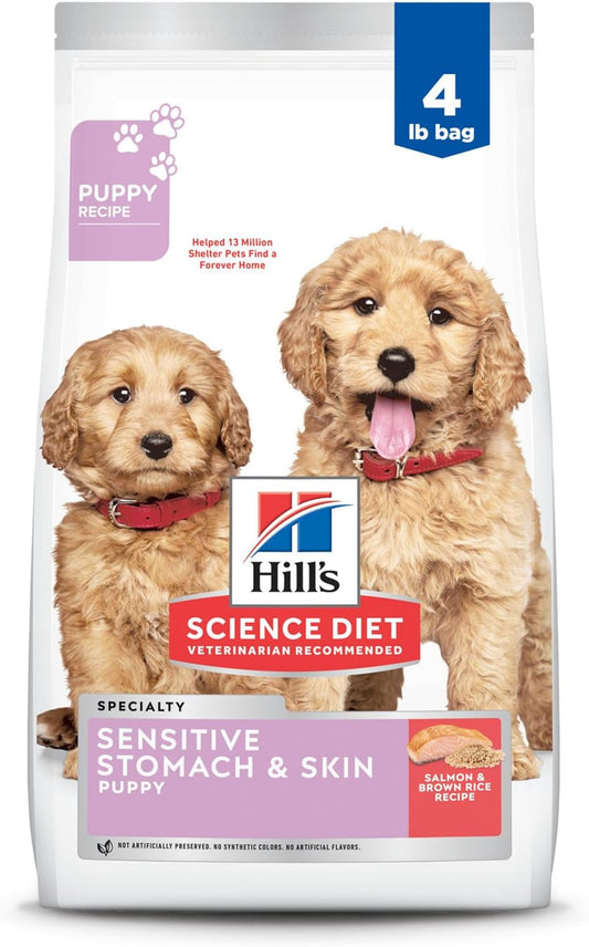 Sensitive Stomach & Skin, Puppy, Stomach & Skin Sensitivity Support, Dry Dog Food, Salmon & Brown Rice, 4 Lb Bag