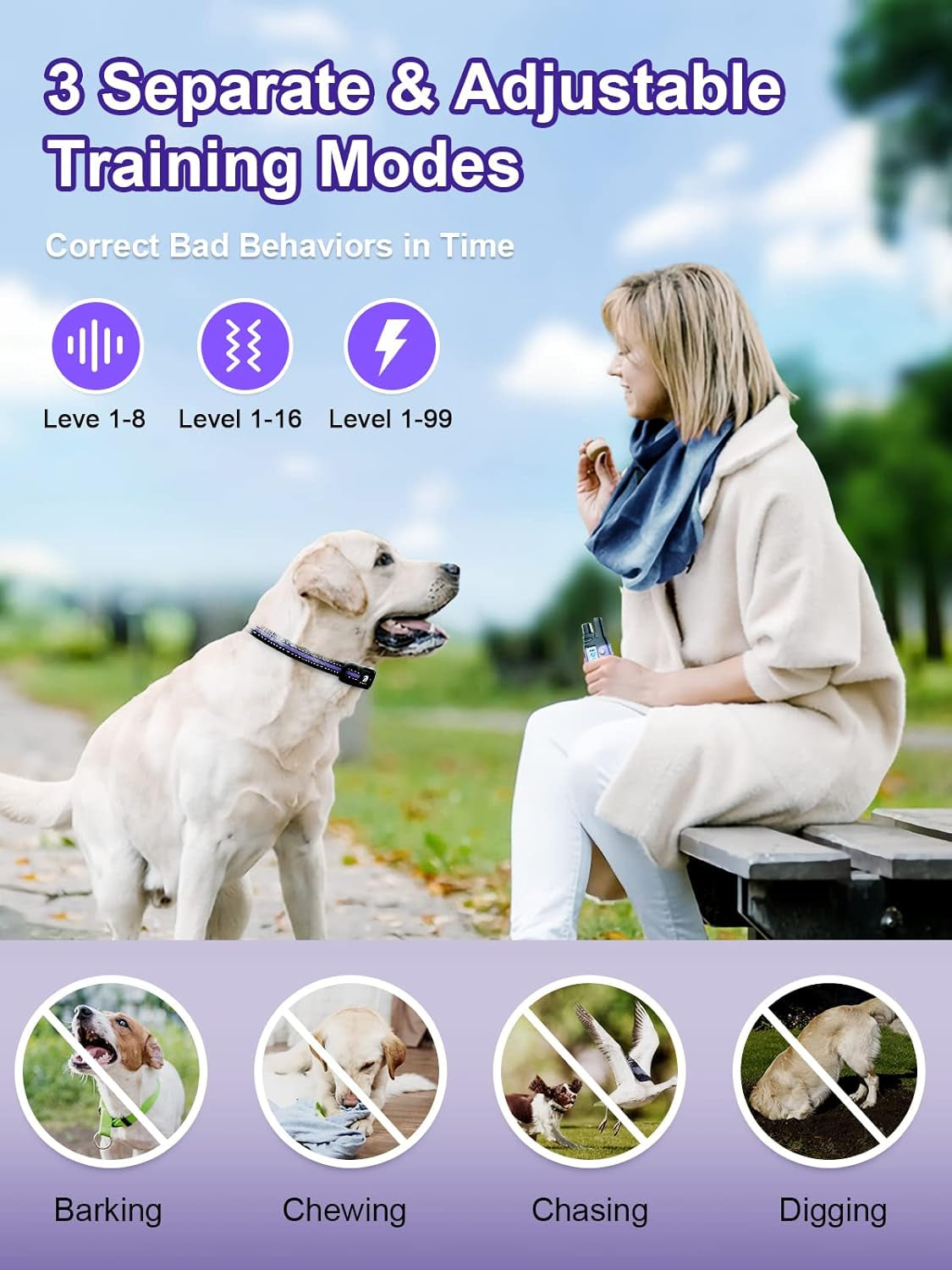 Dog Shock Collar 2 Dogs (5-120Lbs) - 3300 Ft Waterproof Training Collar for Dogs Large Medium Small with Rechargeable Remote, Beep (1-8) Vibration (1-16) and Humane Shock (1-99) Modes