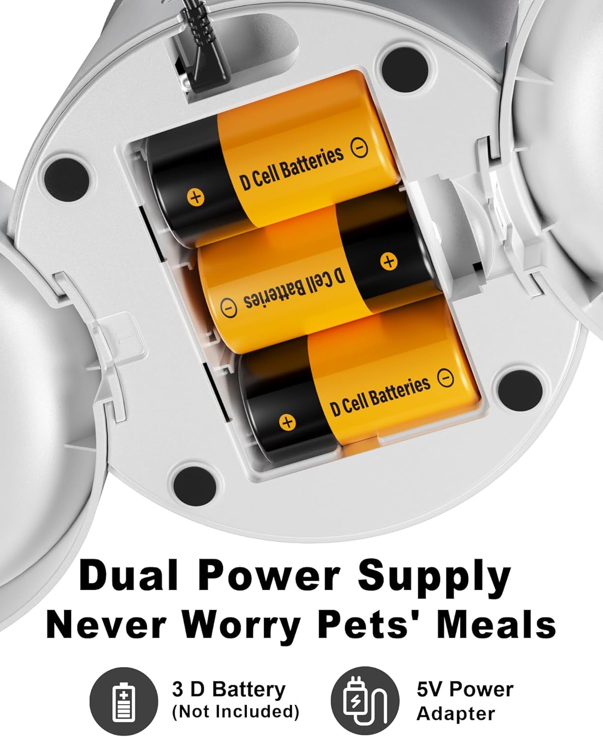 Dual Automatic Cat Feeder 2 Cats,6 Meals/Day,12 Portions/Meal,4.2L Dual Power Double Bowls Feeder,Dry Food Auto Pet Dispenser,10S Voice Record,Flexible Schedule Timer(White,Stainless Dual Bowls)