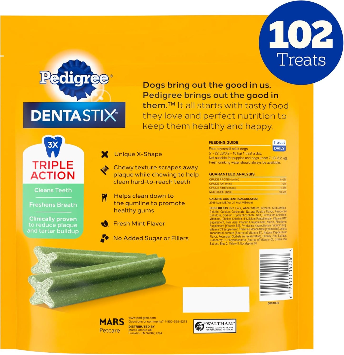 Dentastix Small and Toy Breed Dog Treats, Fresh Flavor, 1.54 Lb. Bag (102 Treats)