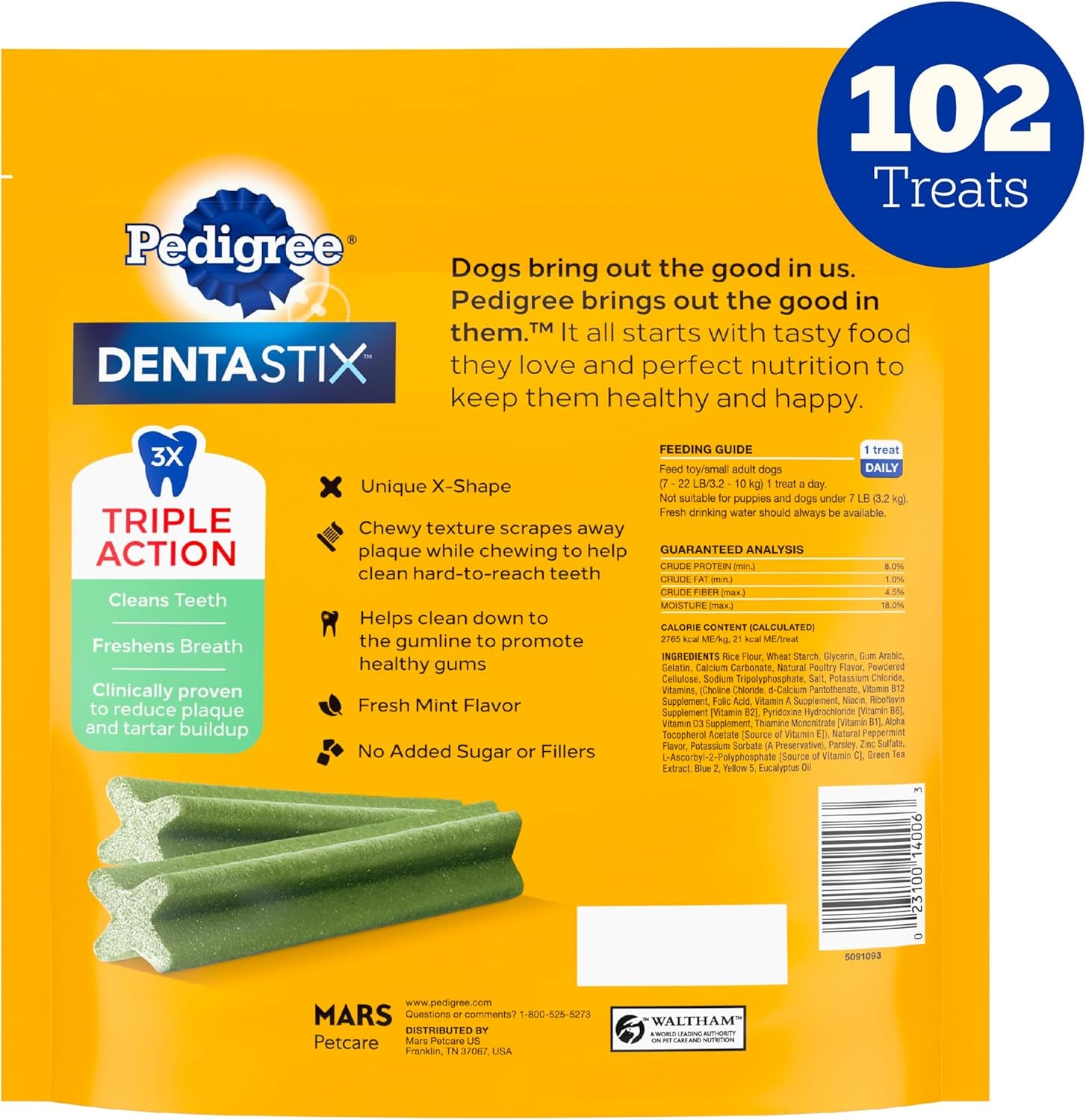Dentastix Small and Toy Breed Dog Treats, Fresh Flavor, 1.54 Lb. Bag (102 Treats)