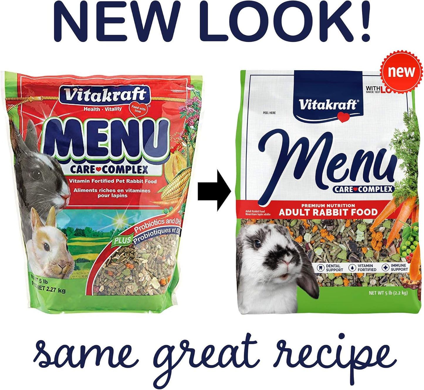 Menu Premium Rabbit Food - Alfalfa Pellets Blend - Vitamin and Mineral Fortified, Carrots,Greens,Grains,Fruits, 5 Lb