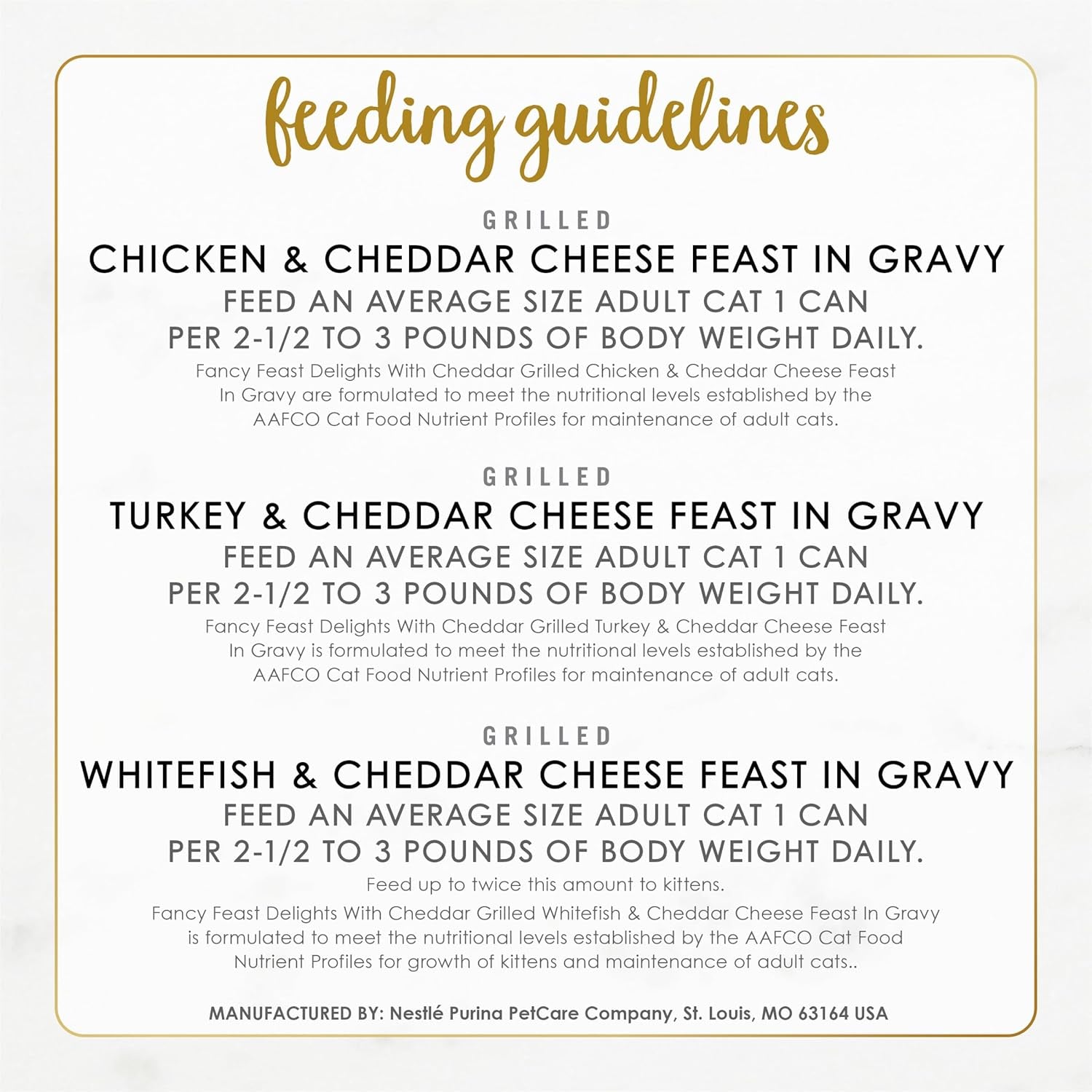 Purina  Delights with Cheddar Grilled Chicken, Turkey or Whitefish and Cheddar Cheese Feast in Gravy Wet Cat Food Variety Pack - (Pack of 24) 3 Oz. Cans