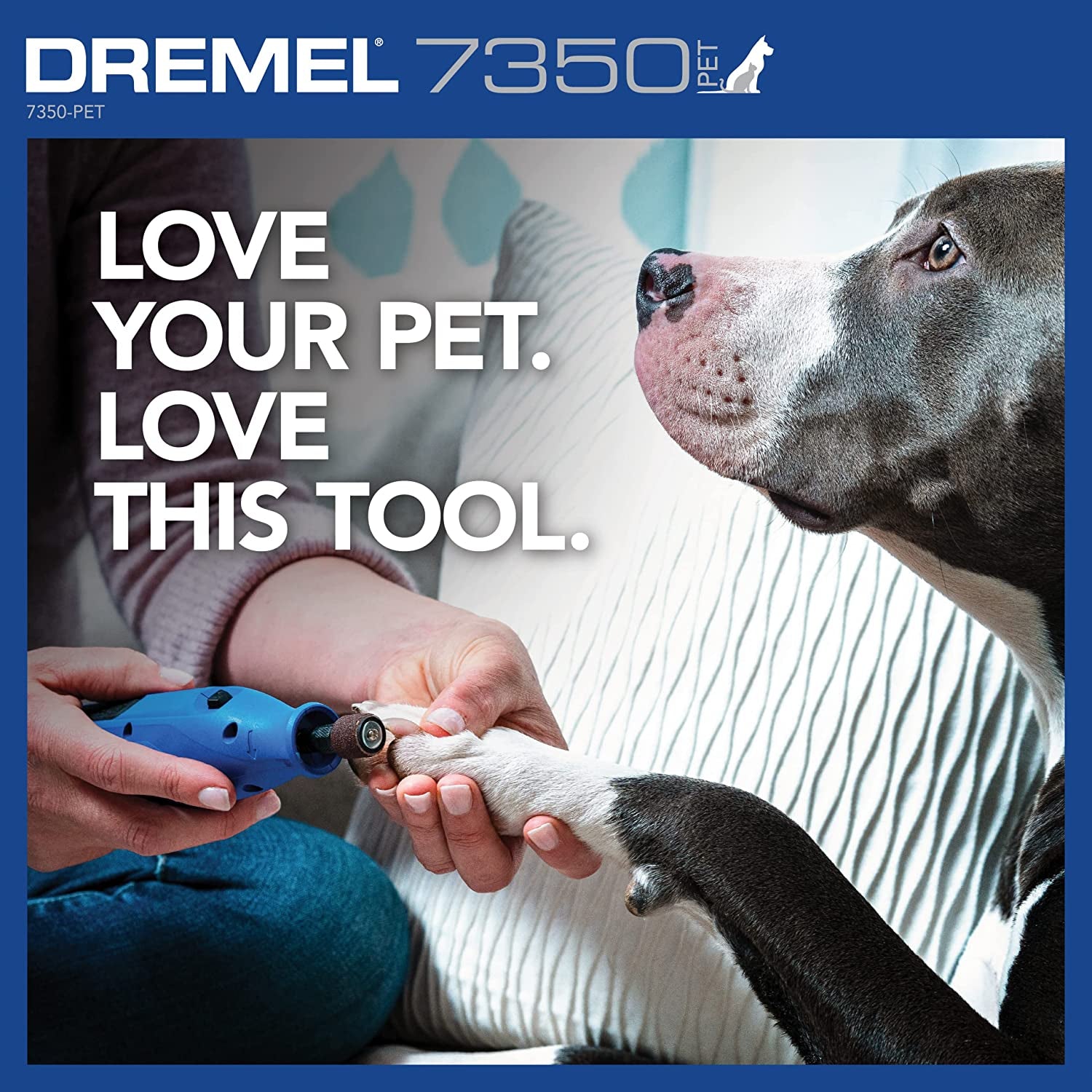 7350-PET 4V Pet & Dog Nail Grinder, Easy-To-Use & Safe Nail Trimmer, Professional Pet Grooming Kit - Works on Large, Medium, Small Dogs & Cats