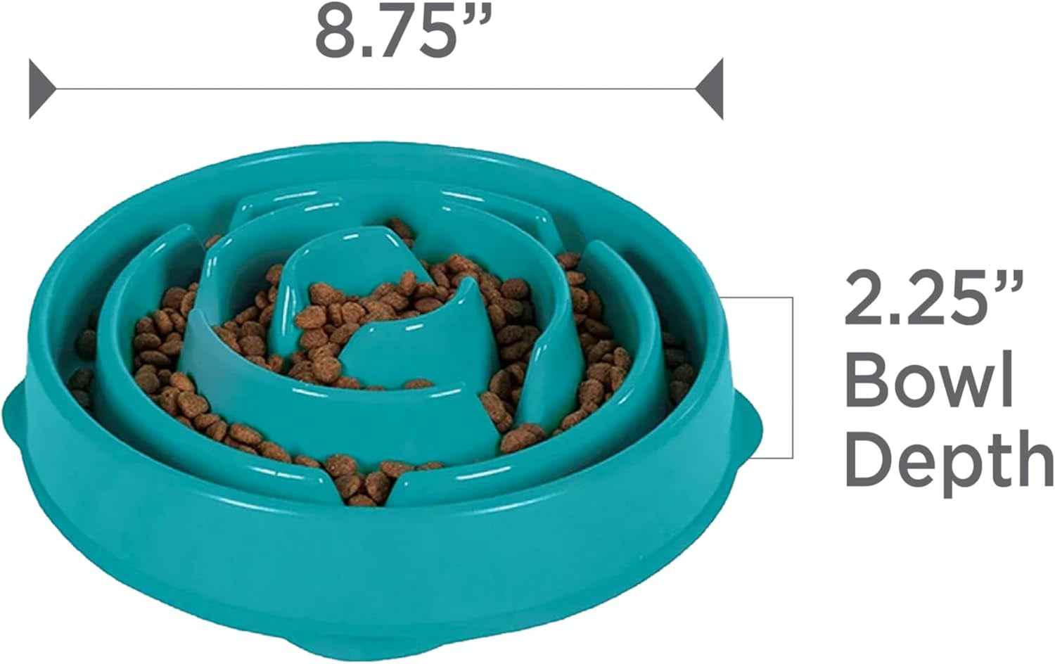 Fun Feeder Slo Bowl, Medium Slow Feeder Dog Bowl, 2 Cups, Turquoise