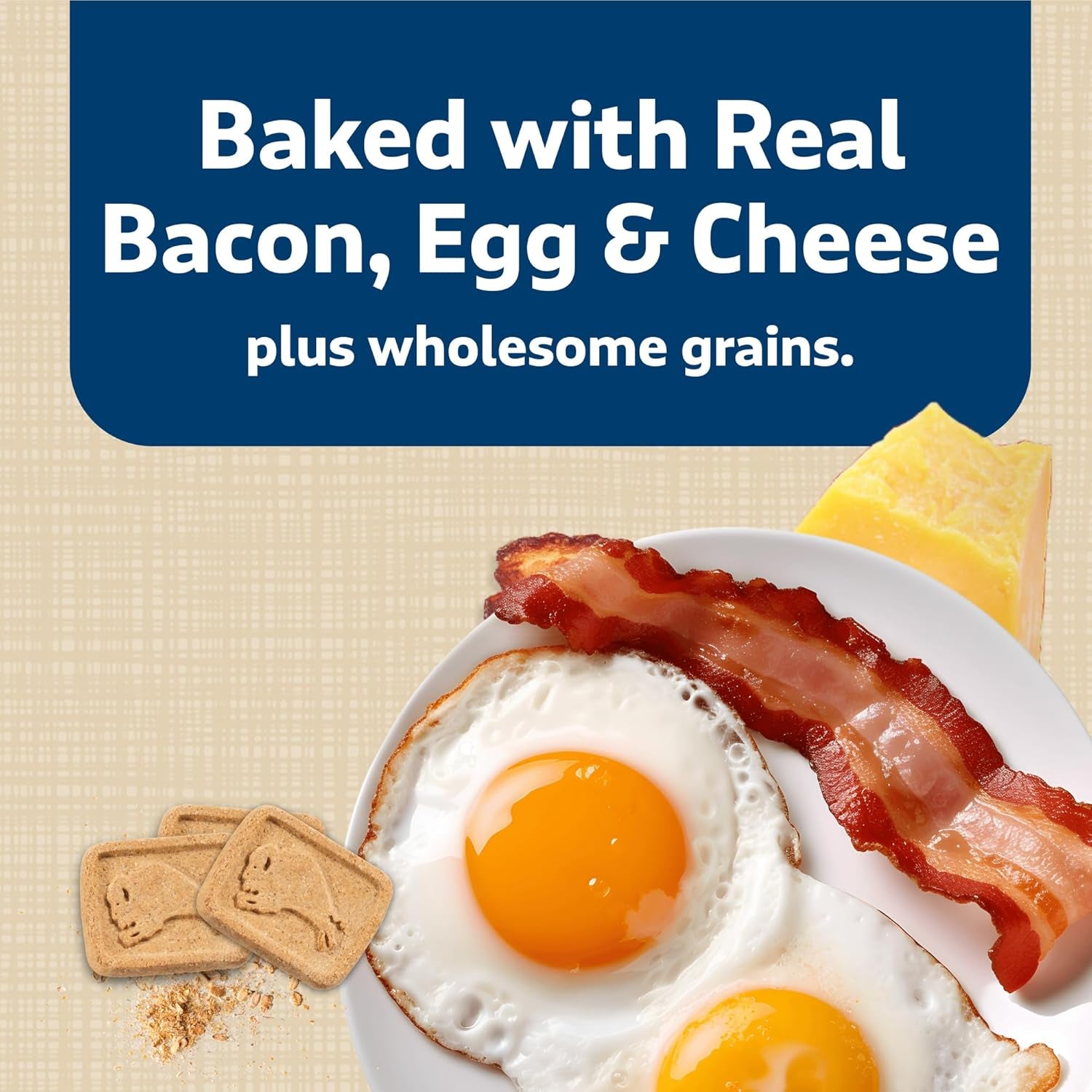 Health Bars Oven-Baked with Natural Ingredients, Bacon, Egg & Cheese Crunchy Dog Biscuits, 3 Lbs.