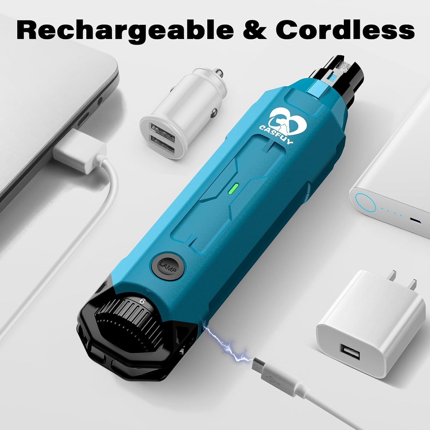 6-Speed Dog Nail Grinder - Newest Enhanced Pet Nail Grinder Super Quiet Rechargeable Electric Dog Nail Trimmer Painless Paws Grooming & Smoothing Tool for Large Medium Small Dogs (Bright Blue)