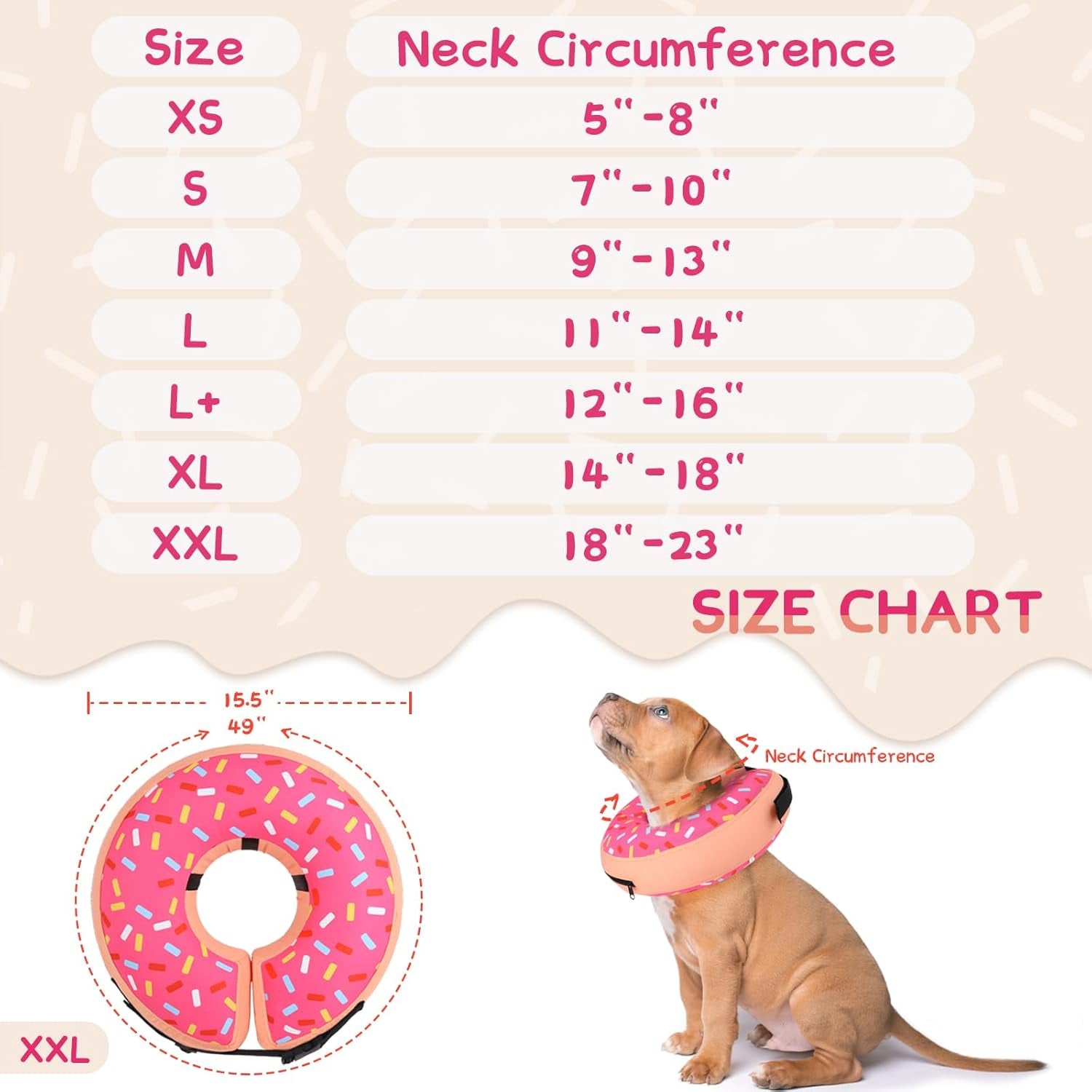 Inflatable Dog Cone Collar Alternative after Surgery, Dog Neck Donut Collar Recovery E Collar for Neuter, Soft Pet Cone for Small Medium Large Dogs
