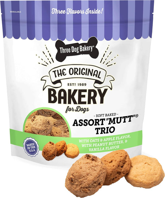 Assort"Mutt" Trio, 48Oz – Delicious Dog Treats with Oats, Apple, Peanut Butter & Vanilla, Premium Dog Training Treats, Puppy Treats