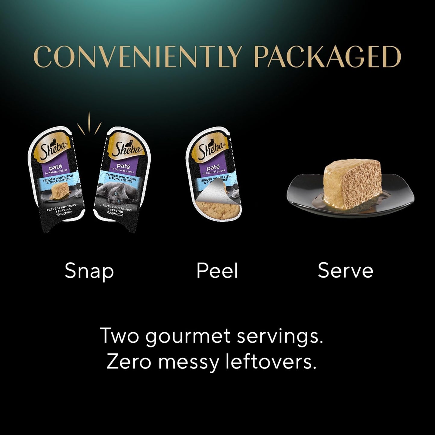 Perfect Portions Wet Cat Food Pate Tender Whitefish and Tuna Entree, 2.6 Oz. Twin-Pack Trays (24 Count, 48 Servings)