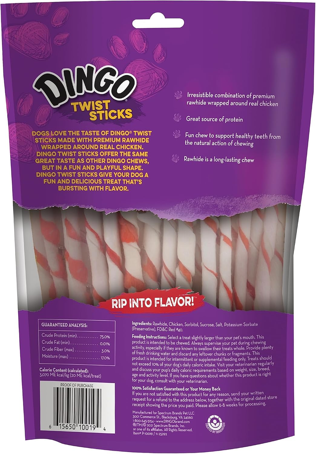 Twist Sticks 50 Count, Rawhide for Dogs, Made with Real Chicken, 50 Count (Pack of 1)