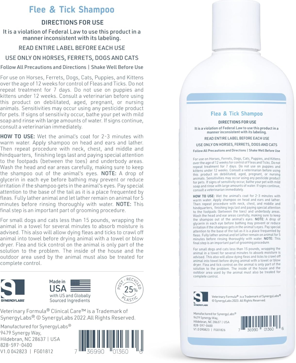 Flea and Tick Shampoo for Dogs and Cats, 16 Oz