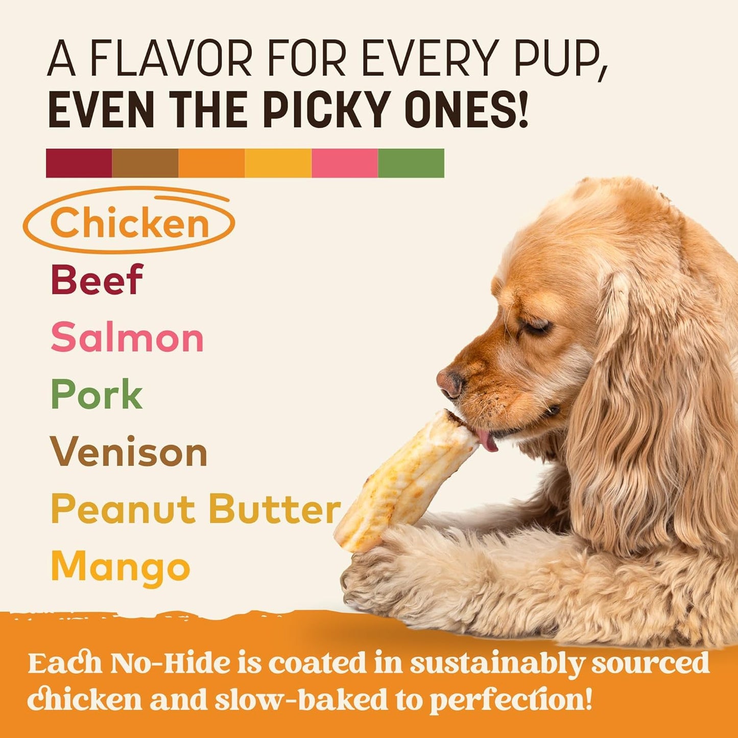 No Hide Chews - Long Lasting Rawhide Free Small Dog Chews Rolls, Chicken - 6 Count