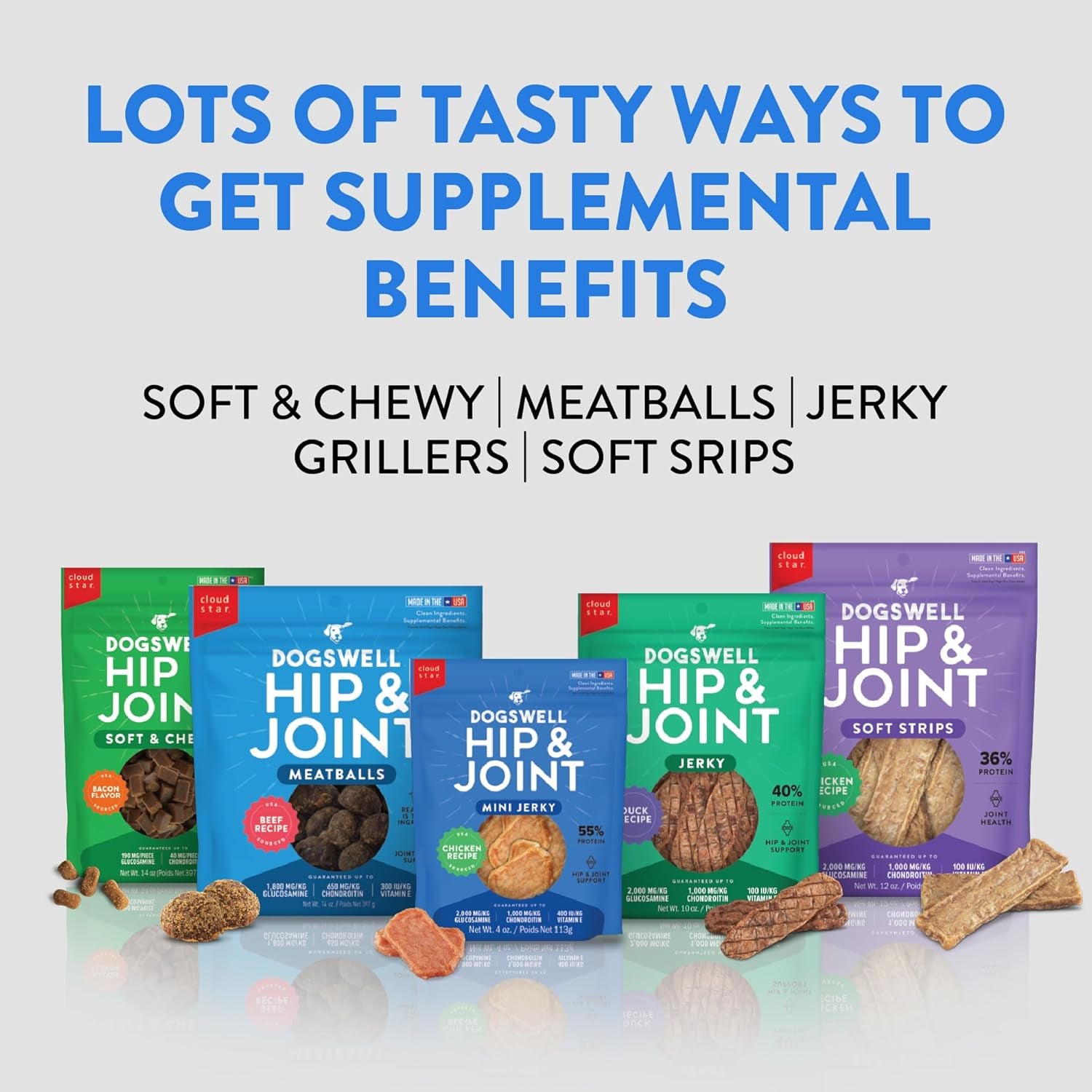 Jerky Hip and Joint Dog Treats Grain Free Made in USA Only, Glucosamine and Chondroitin, 24 Oz Chicken