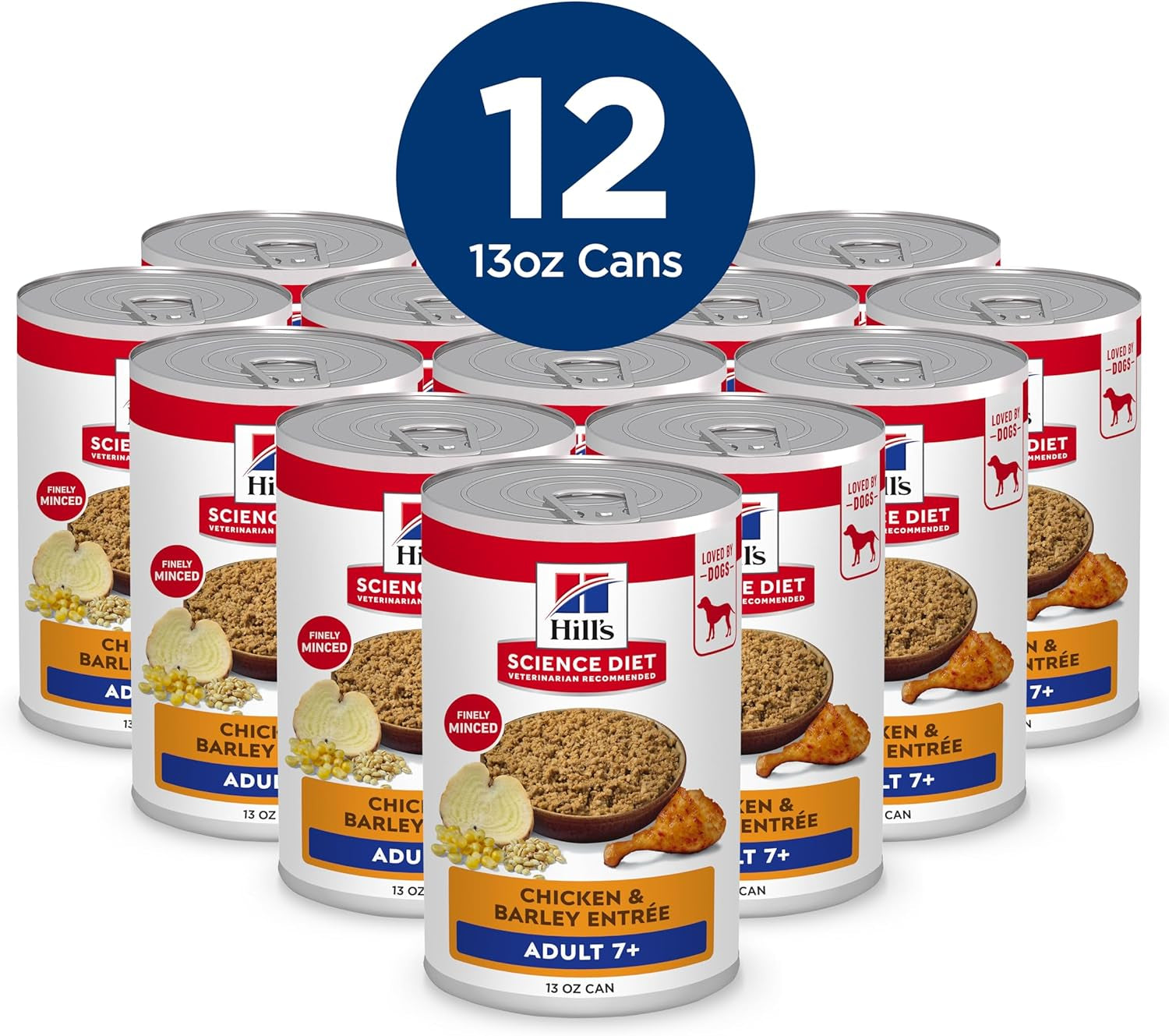 Adult 7+, Senior Adult 7+ Premium Nutrition, Wet Dog Food, Chicken & Barley Loaf, 13 Oz Can, Case of 12