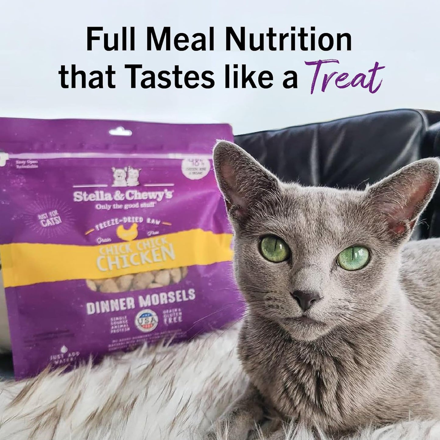 Freeze-Dried Raw Cat Dinner Morsels - Premium Chicken Recipe with 98% Cage-Free Meat & Organs - Natural Grain-Free Cat & Kitten Food - Made in USA - 18 Oz