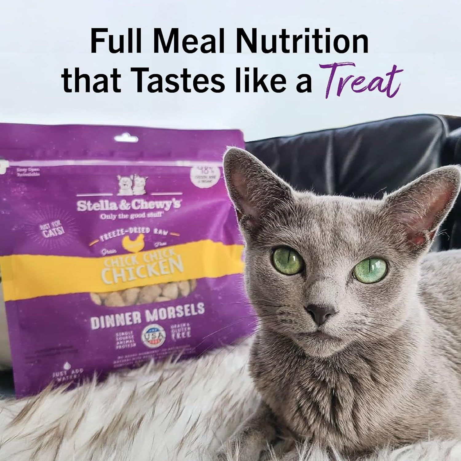 Freeze-Dried Raw Cat Dinner Morsels - Premium Chicken Recipe with 98% Cage-Free Meat & Organs - Natural Grain-Free Cat & Kitten Food - Made in USA - 18 Oz