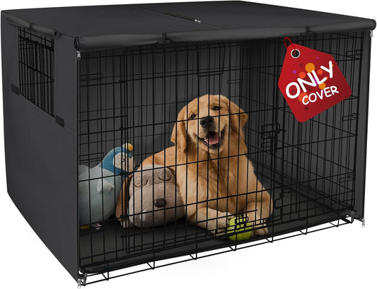 Dog Crate Cover Heavy Duty Polyester Pet Kennel Sunshade Universal Fit for 42 Inches Wire Cage (Black)
