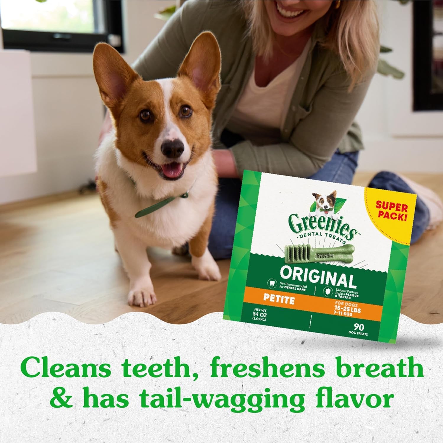 Original Petite Dental Dog Treats, 54 Oz. Pack (90 Treats)