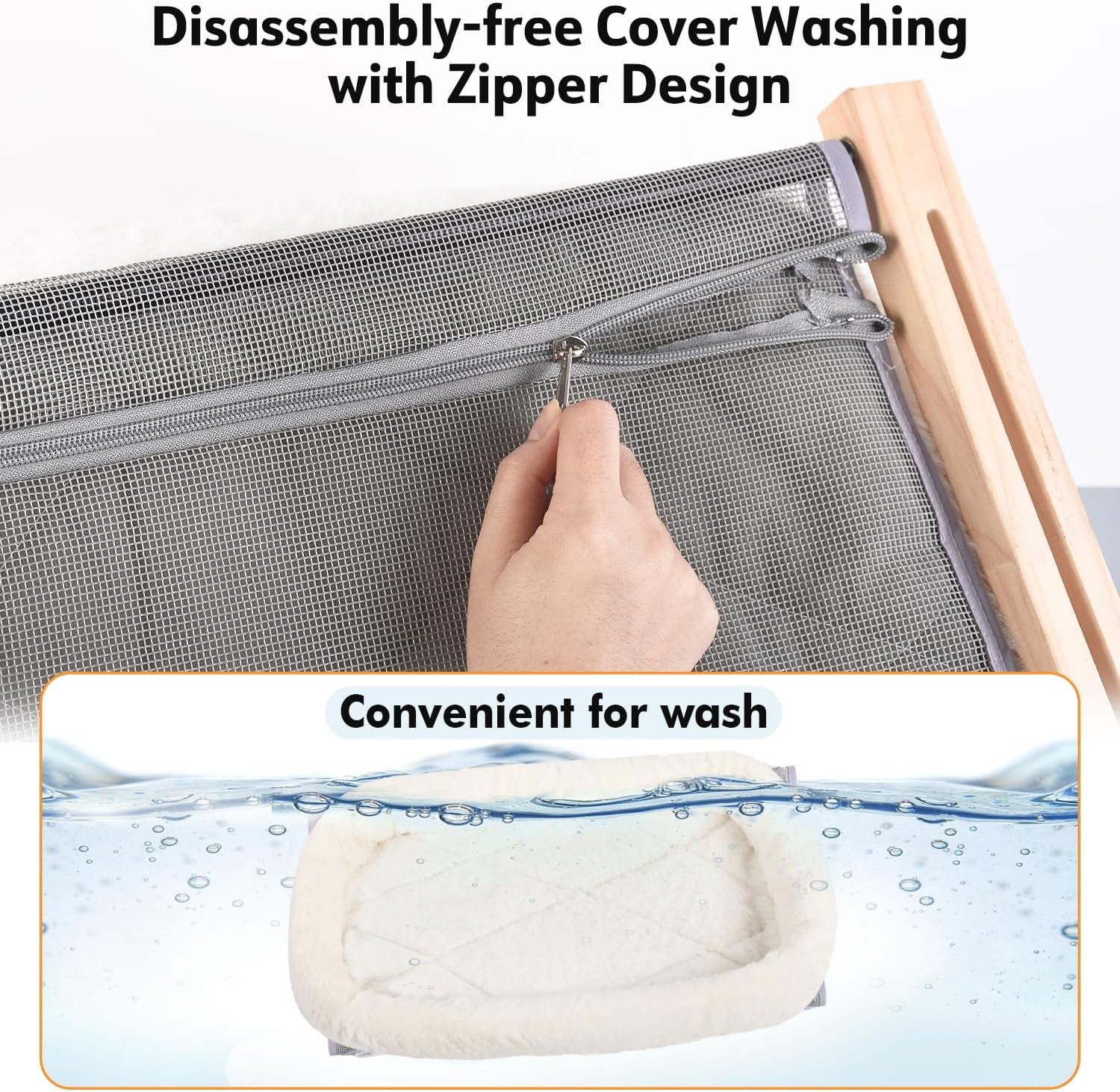 Cat Sill Window Perch Sturdy Hammock Window Seat with Cushion Bed Cover, Wood & Metal Frame for Large Cats, Easy to Adjust Cat Bed for Windowsill, Bedside, Drawer and Cabinet (M)