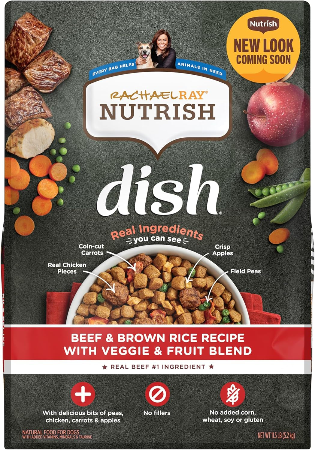 Rachael Ray  Dish Premium Natural Dry Dog Food, Beef & Brown Rice Recipe with Veggies, Fruit & Chicken, 11.5 Pounds (18146700)