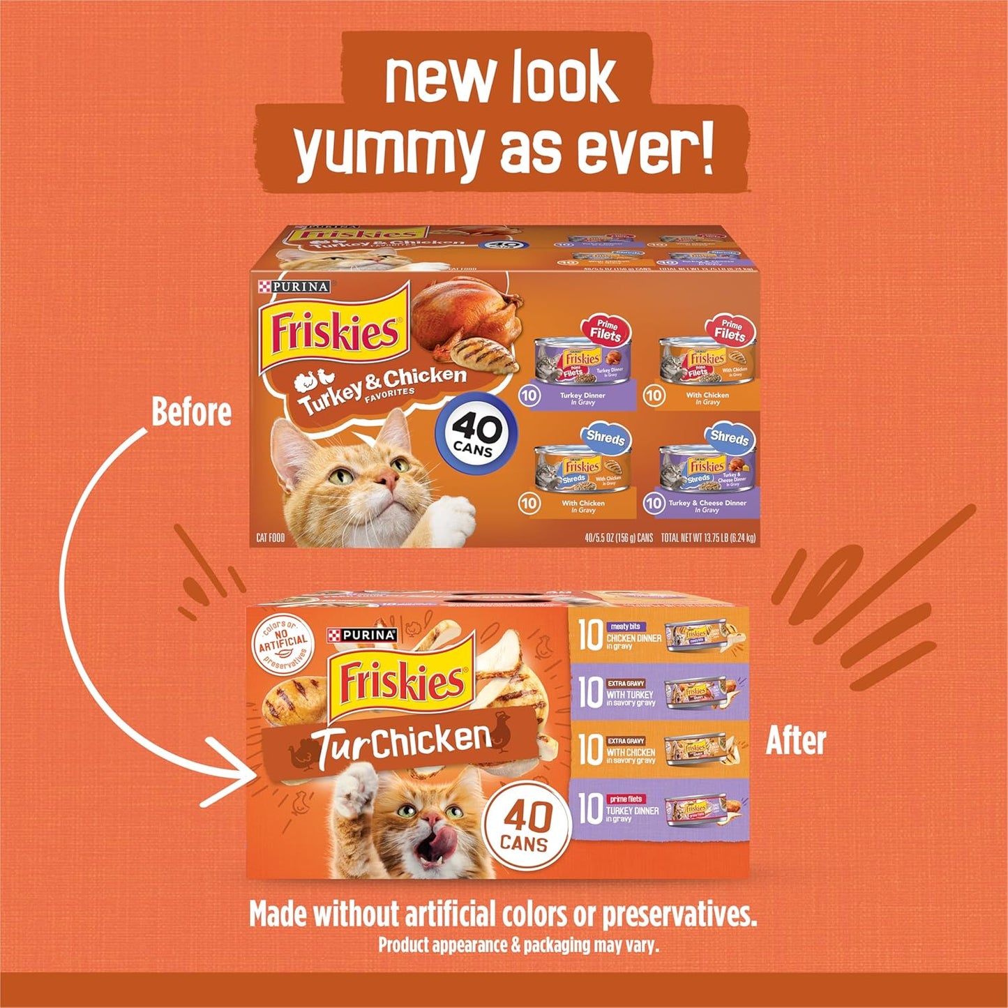 Purina  Wet Cat Food Gravy Variety Pack, Turchicken Extra Gravy Chunky, Meaty Bits and Prime Filets - (Pack of 40) 5.5 Oz. Cans