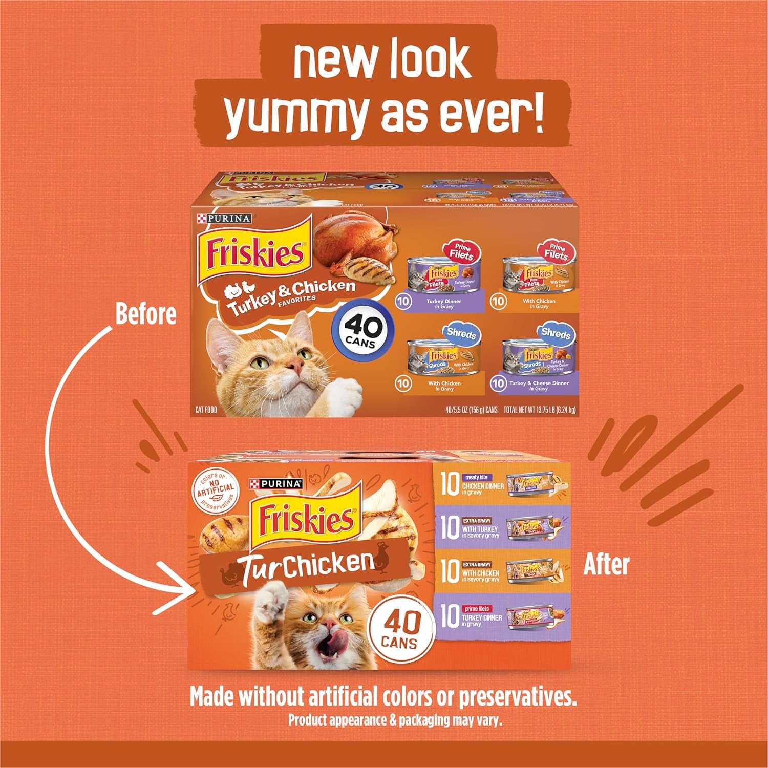 Purina  Wet Cat Food Gravy Variety Pack, Turchicken Extra Gravy Chunky, Meaty Bits and Prime Filets - (Pack of 40) 5.5 Oz. Cans