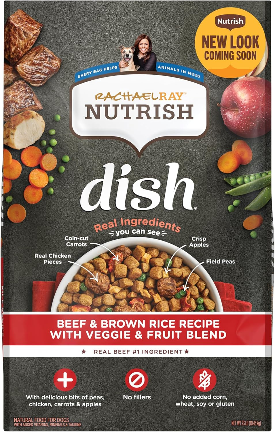 Rachael Ray Dish Dry Dog Food Beef & Brown Rice Recipe with Veggie & Fruit Blend, 23 Lb. Bag