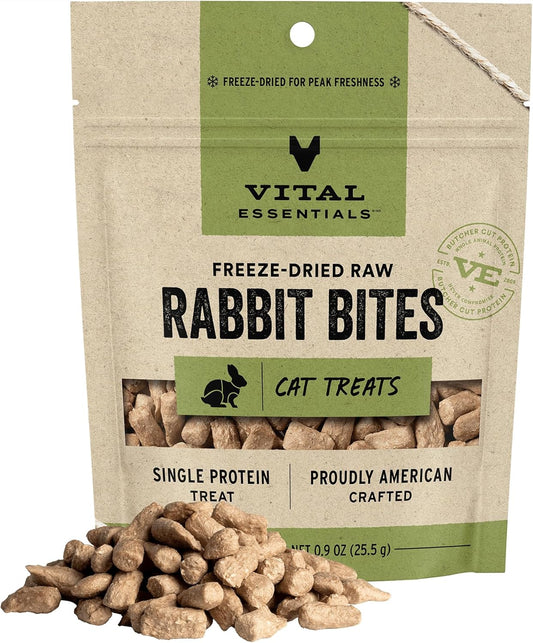 Rabbit Bites Cat Treats, 0.9 Oz | Freeze-Dried Raw | Single Protein | Grain Free, Gluten Free, Filler Free
