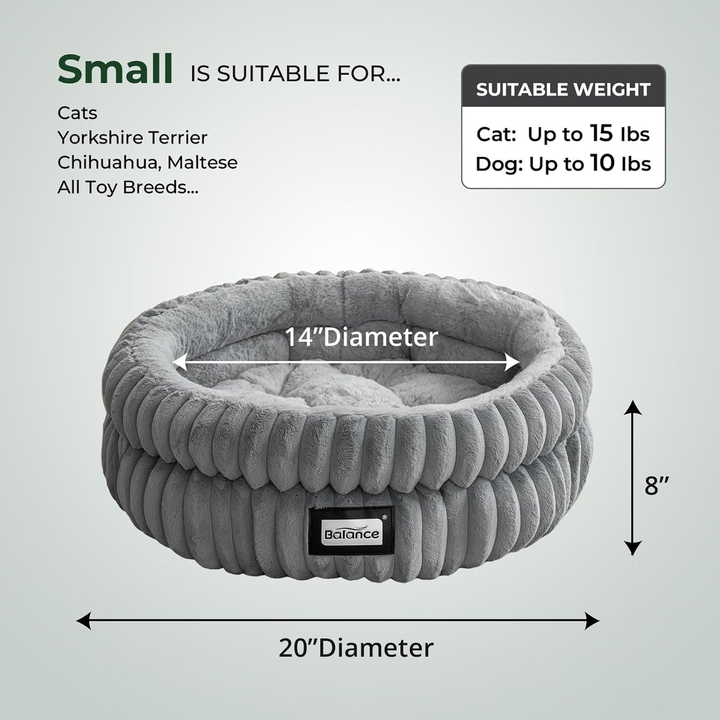 Cat Bed Kitten Bed, Washable round Cat Beds for Indoor Cats, Super Soft Plush Faux Fur Pet Bed for Puppy and Kitten with Anti-Slip Bottom