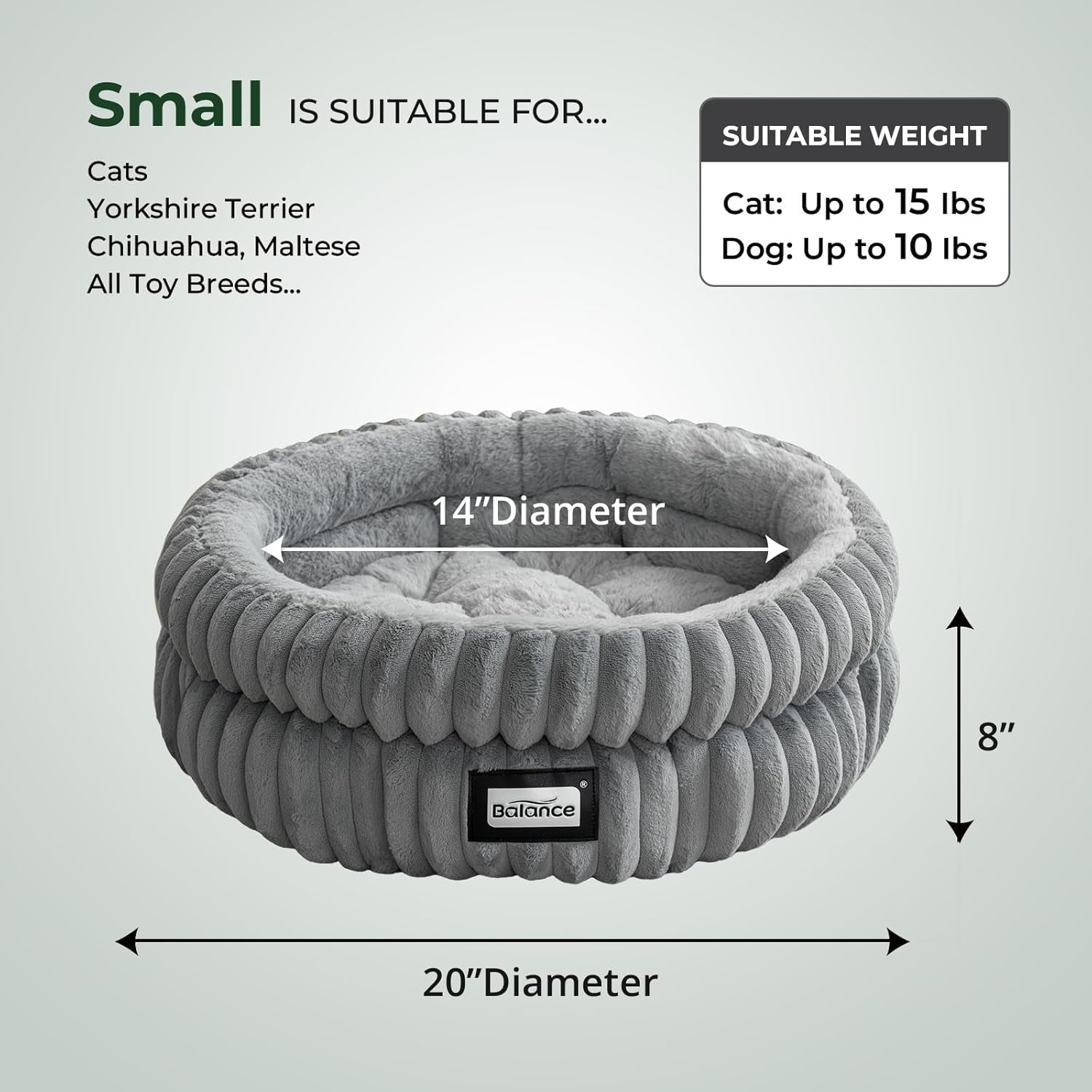 Cat Bed Kitten Bed, Washable round Cat Beds for Indoor Cats, Super Soft Plush Faux Fur Pet Bed for Puppy and Kitten with Anti-Slip Bottom