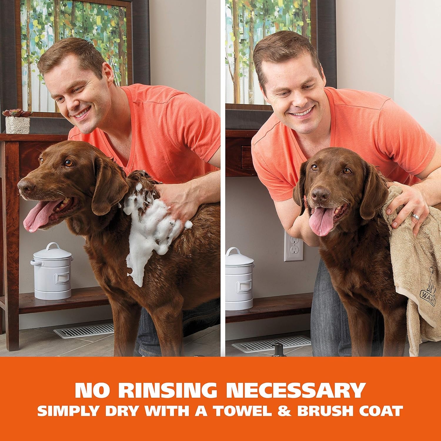 USA Pet Friendly Waterless No Rinse Shampoo for Animals – Lavender & Chamomile Scented - Cleaning, Conditioning, Detangling, & Moisturizing Shampoo for Dogs – 7.1 Oz - Model 820014A
