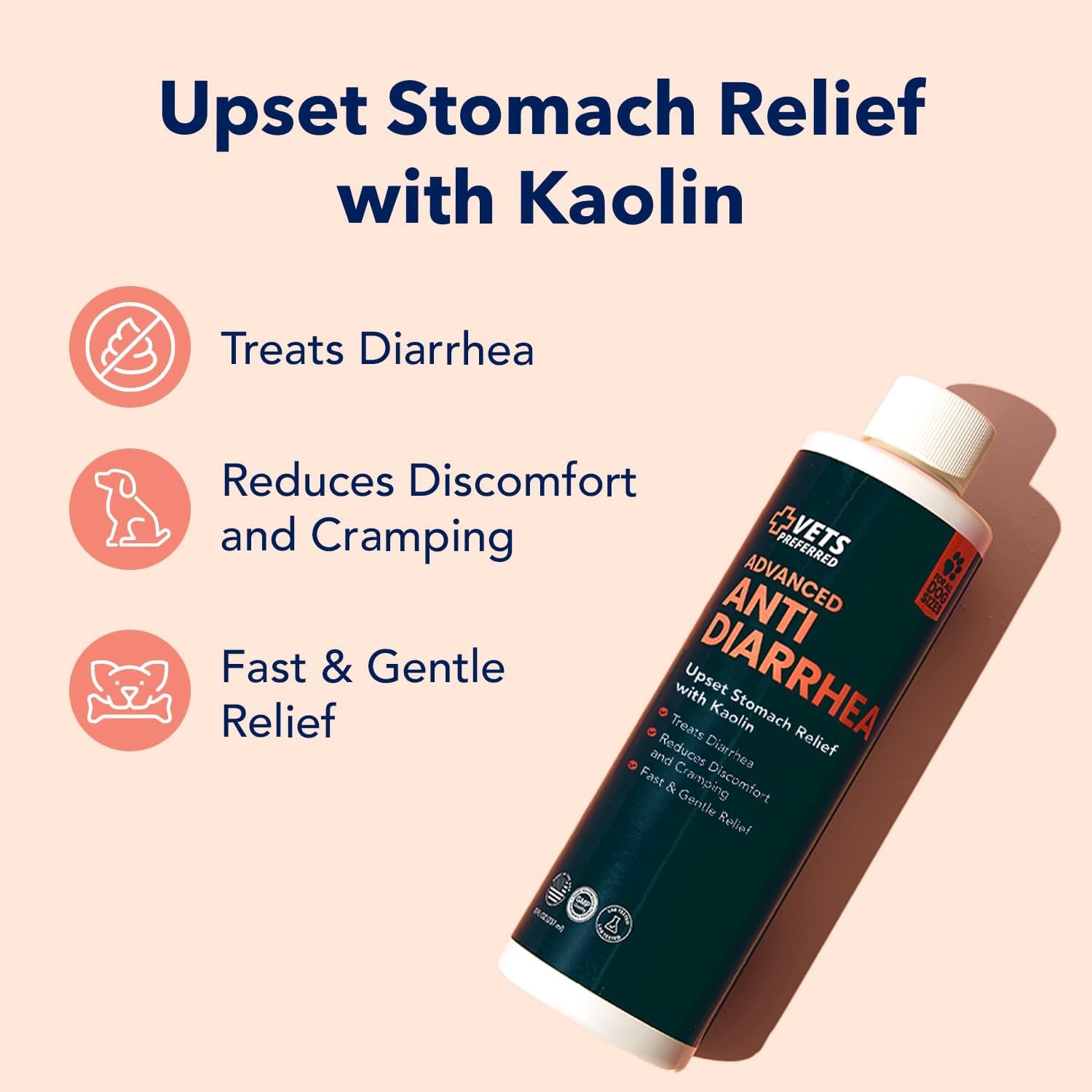 anti Diarrhea Liquid for Dogs - Dog Diarrhea Relief with Kaolin (8 Oz.) | Once Every 12 Hours for Dog Diarrhea & Dog Gas Relief
