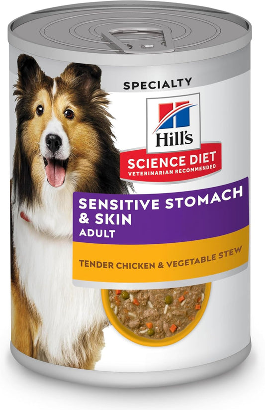 Sensitive Stomach & Skin, Adult 1-6, Stomach & Skin Sensitivity Support, Wet Dog Food, Chicken & Barley Stew, 12.5 Oz Can, Case of 12